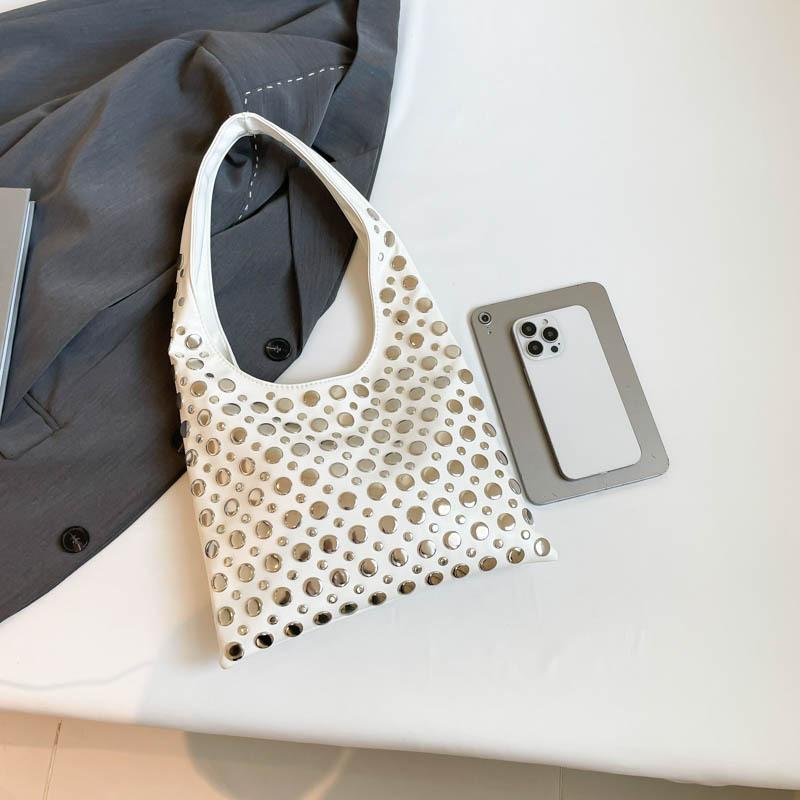 Niche Commuter Bag 2025 New Korean Version Fashion Rivet Personality Hand Bag Women's One Shoulder Armpit Bag PU