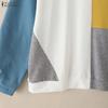 ZANZEA Women Casual Round Neck Long Sleeve Patchwork Pullover Thin Sweatshirt