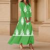Dresses For Womens Vintage Tunic Waisted Midi Dress Summer Casual 3/4 Sleeve Dress
