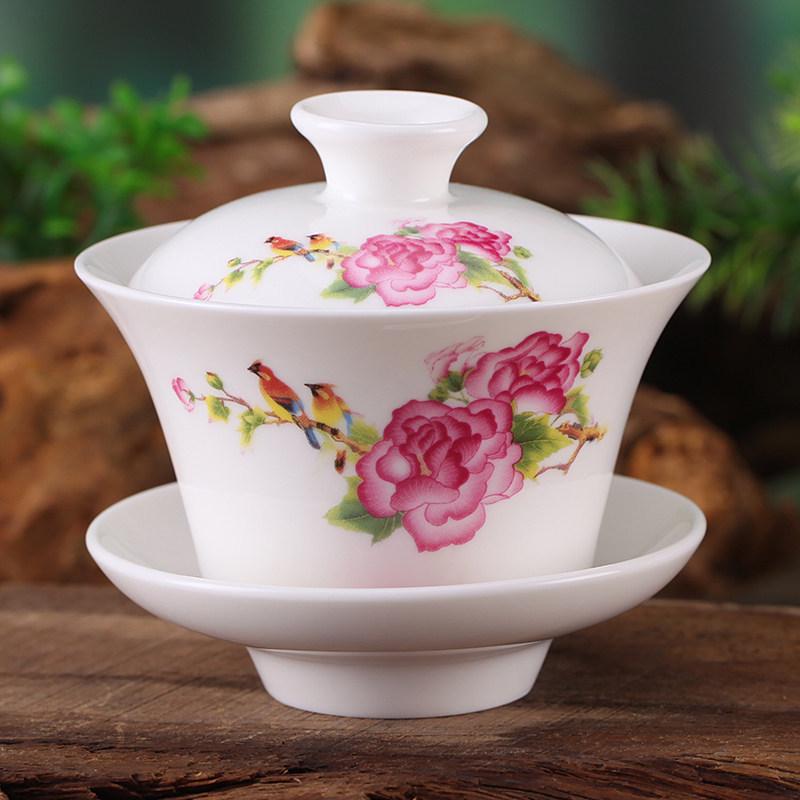 Gaiwan Teacup Set: Blue and White Ceramic with Lid, 120ml Capacity