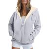 Women Casual Fleece Lamb Hooded Cardigan Coat Zipper Autumn Winter Warm