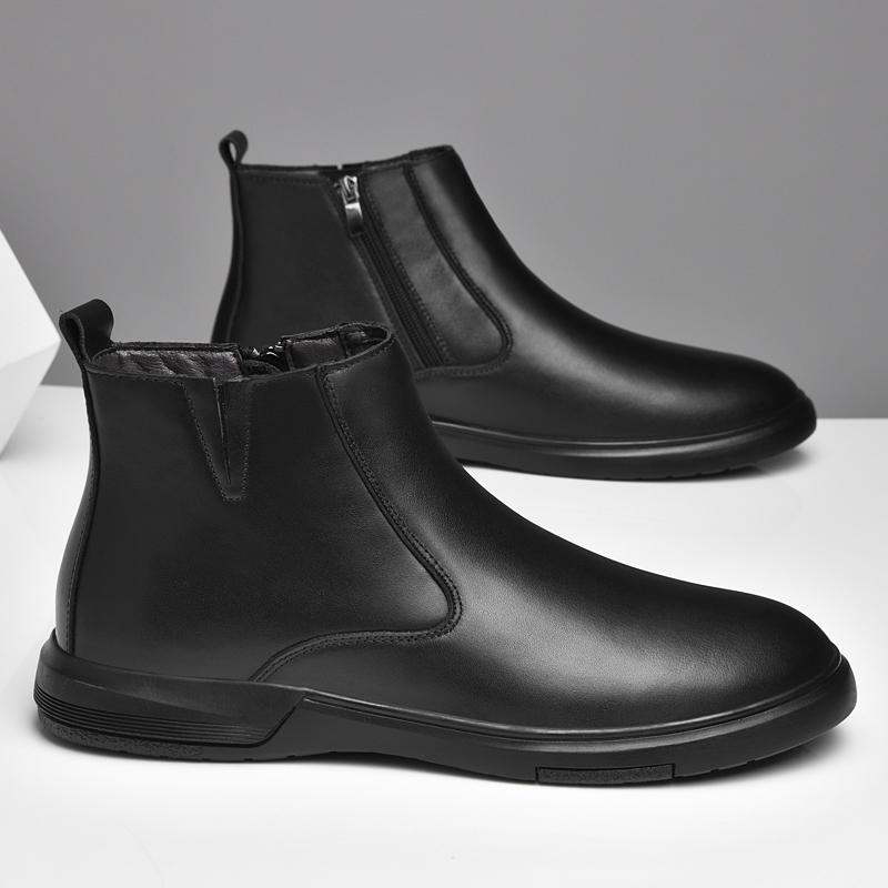 Autumn Winter High-Top Genuine Leather Shoes Classic Men'S Chelsea Boots New Fashion Male Ankle Boots Versatile Business Botas