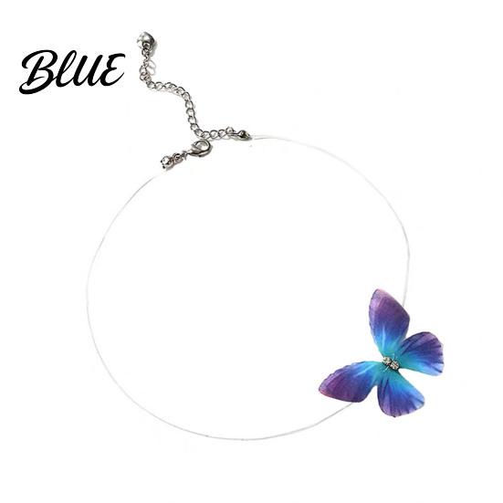 Simulated Butterfly Pendant Choker Necklace Boho Invisible Chain Fairy Trendy