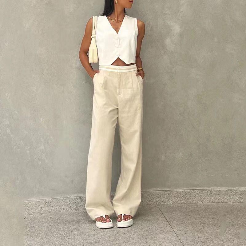 Fashion Wind Summer New Fashion Casual Silm Vest Pants Suit Tank Top and Pants Set