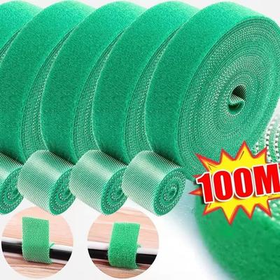 Adjustable Green Plant Support Ties Reusable Self Adhesive Nylon Hook Loop Garden Fastener Tape Strips Vegetable Plant Nylon Cable Tie