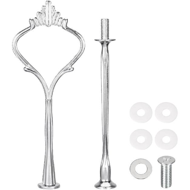 uxcell 1 Set Cake Tray Stand Handle Cupcake Dessert Plate Hardware Fitting Holder Rod Stand Handle for Cake Stand Wedding Party, 2-Tiers Crown Black