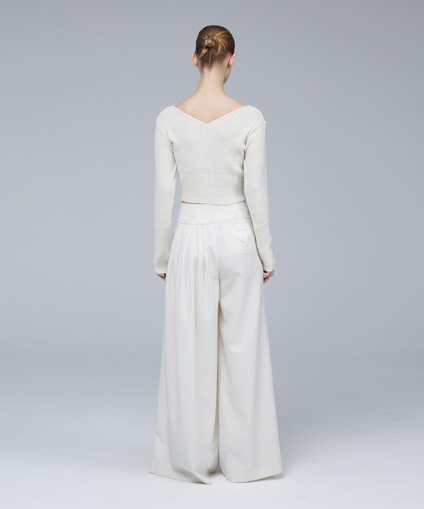 Meuameu Signature Unbalance Band Pin Tuck Slacks