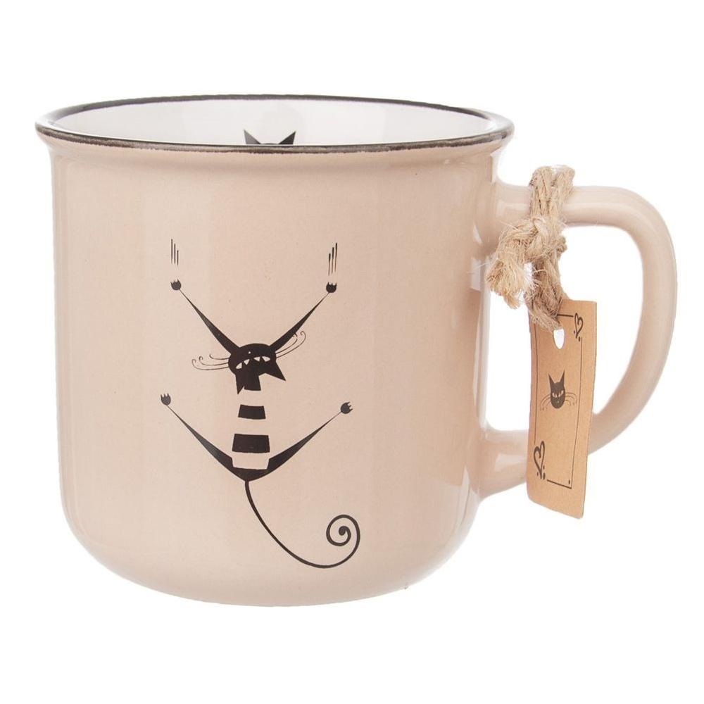 Kubek Ceramiczny Kot Kotek z Uchem do Picia Kawy Herbaty Ziół Napojów