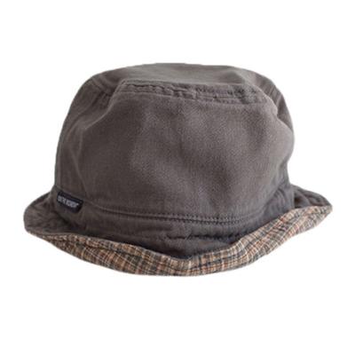 LOOKING4U Im Moment Wendbarer Karriertes Eimerhut C2 Khaki