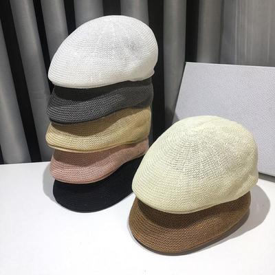 Retro-Stil Unifarbener Strohhut Verstellbarer Sonnenschutz Strandhut Sonnenschutz Netz Atmungsaktiv Panama-Hut Trend Sommer