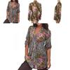 Classic Fall Short Sleeve Printed Shirt For Women Casual Wear