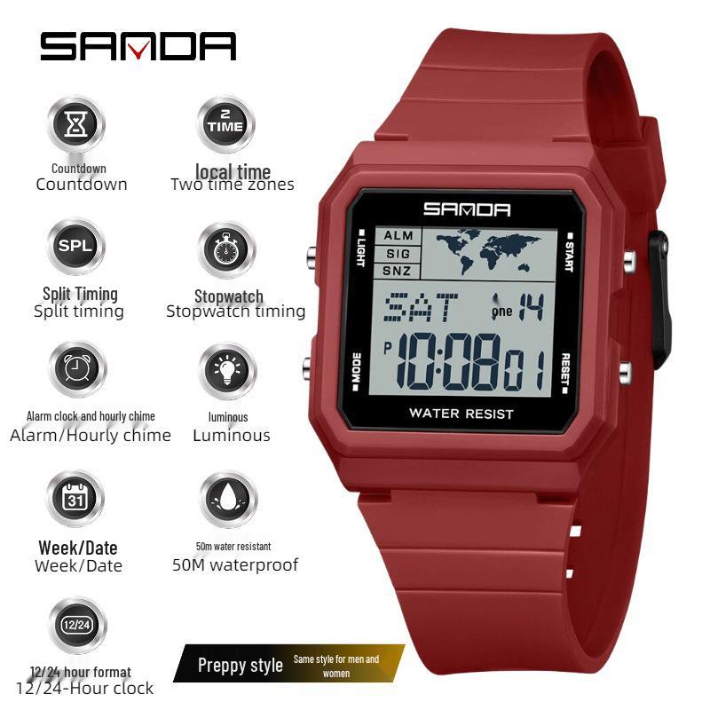 SANDA Youth Multifunctional Waterproof Analog-Digital Watch
