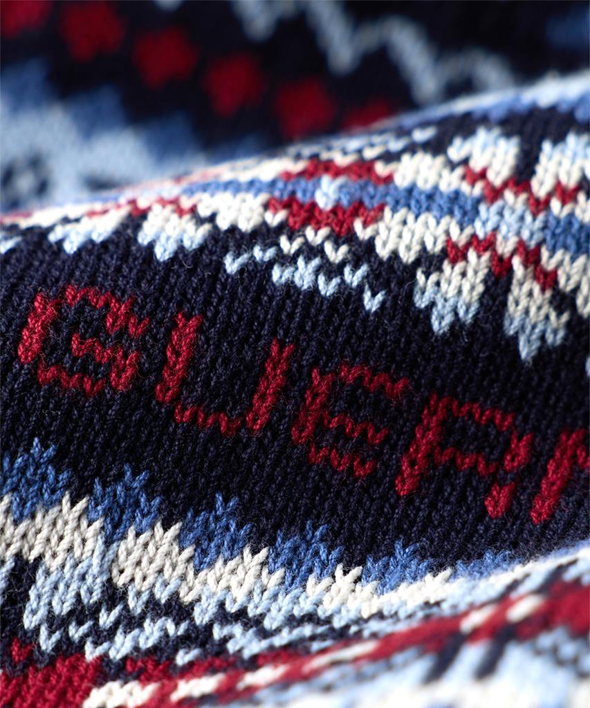 Geonjiulleunseu Grand Roque Fair Isle Cotton V-Neck Vest - Navy