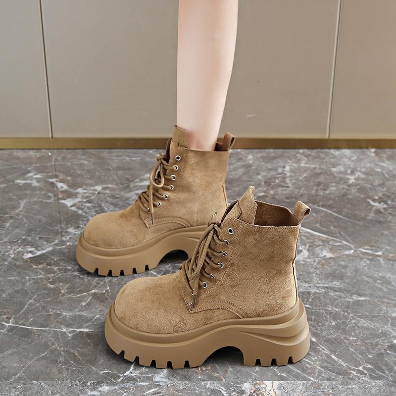 Retro High-heeled Short Boots for Women, 2025 Autumn/winter New Style, Matte Thick-soled Boots with A Large Head Design