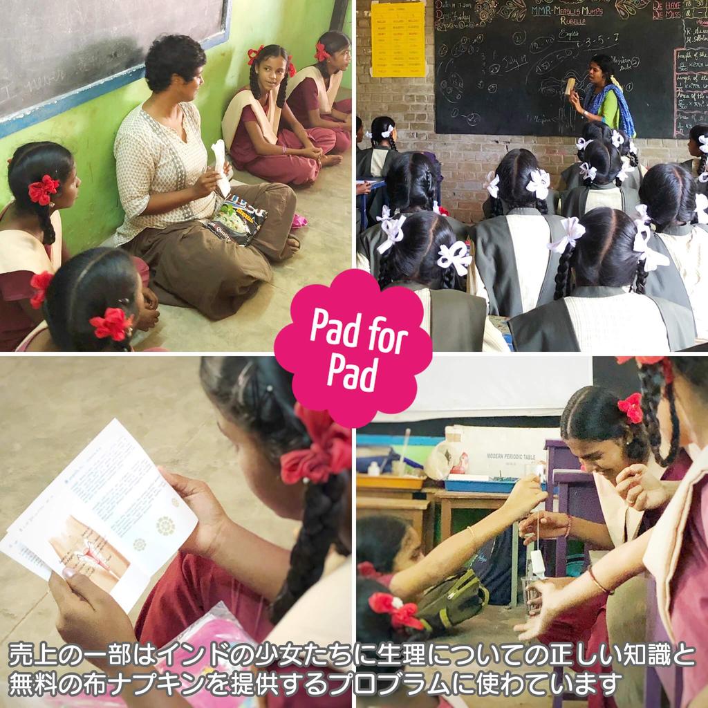 Foldable type set South Indian cloth napkins Washable organic cotton skin GOTS certified product 2-piece "Eco Femme" (with color)