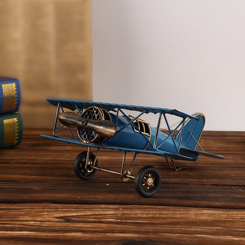 Creative Retro WWII Iron Airplane Model Ornament for Office Decor