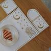 1 Set Star Moon Eid Placemat Faux Leather Embroidered Waterproof Placemat Cutlery Holder Coaster for Ramadan Dinner Home Islamic Holiday Party Decor