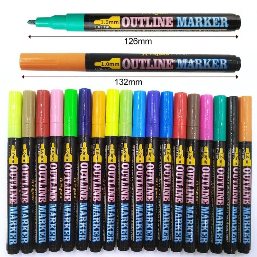 Multicolour Dual-Line Highlighter DIY Acrylic Paint Pens New Metallic Paint Markers  Glass Ceramic