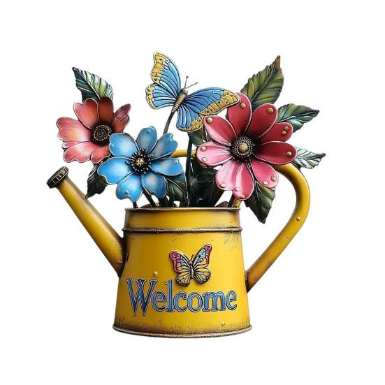 Colorful Acrylic Outdoor Hanging Wall Art 2D Owl/Bee/Flowers Wall Sculpture for Outside Garden Fence Patio Yard Decor