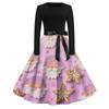 Women's Casual Fashion Round Neck Christmas Printed Vintage Dress