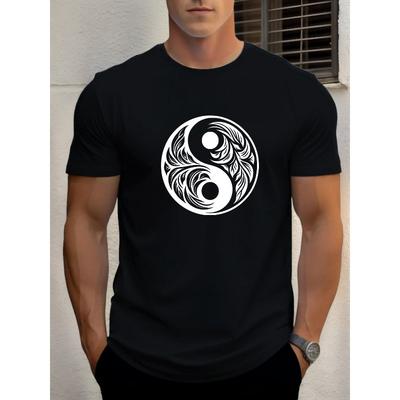 European Sizes Men'S Yin-Yang Pattern Summer Casual Short-Sleeve T-Shirt