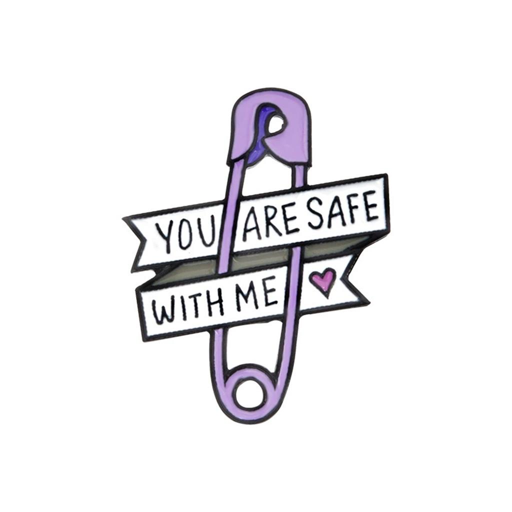 LGBT Rainbow Pride Enamel Pins You Are Safe With Me Round Brooches Lapel Badge Jewelry Gifts For Gay Lesbian Homosex Friends