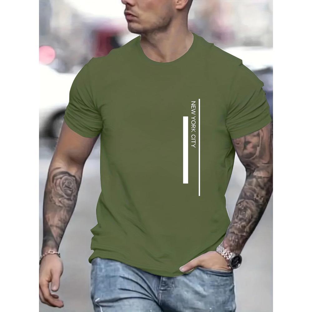 Men's Summer Loose Size 100% Cotton Print Casual Fit Round Neck Short Sleeve T-shirt Top