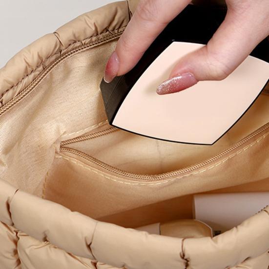 Cosmetic Bag Compact Size Quilted Makeup Bag with Top Zipper Closure Spacious Inner Pocket Easy to Clean Travel Cosmetic Organizer