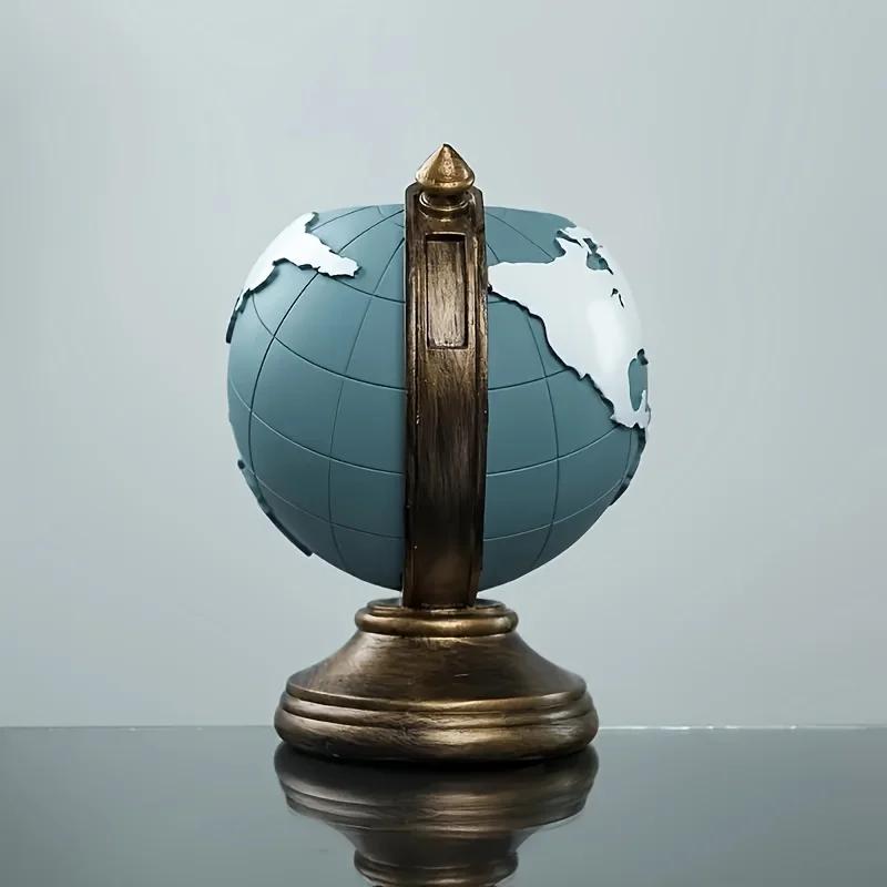 Kreativní držák na tužky ve tvaru glóbu Pryskyřičný stolní organizér pro kancelář a domácí dekoraci Jedinečný geografický úložný prostor na pera a tužky