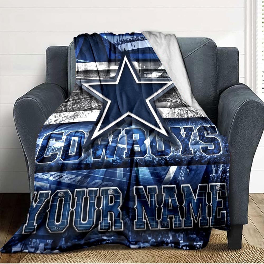 Name Custom Dallas Cowboys Print Flannel Blanket High Quality Warm Comfortable Cover for All Seasons Perfect for Gifts Home Decor