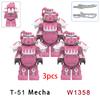3pcs Military T51 Armor BOS Soldiers Mini Anime Action fallouts Figures Weapons Robot Kinghts Building Blocks Bricks Toys gifts