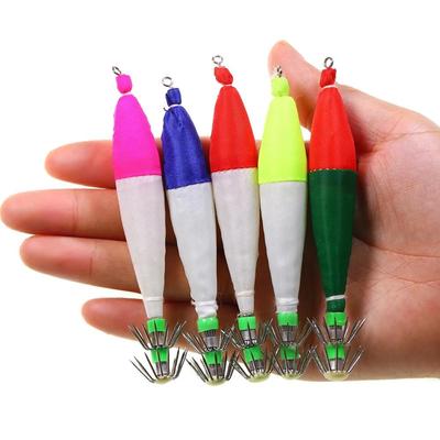 5pcs/pack 10.5cm/6g Luminous Double Layers Umbrella Squid Octopus Jigs Lure Glowing Artificial Wood Shrimp For Sea Fishing