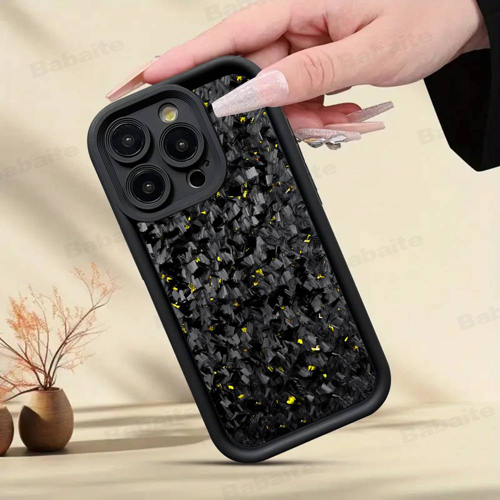 Forged Carbon Fundas Phone Case For IPhone 16 15 14 Plus 13 12 11 17 Pro Max Pro Soft Cover