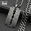 Stainless Steel Razor Blade Long Necklace for Men Women Black Color Punk Gothic Steampunk Grunge Hip Hop Necklaces Jewelry  913