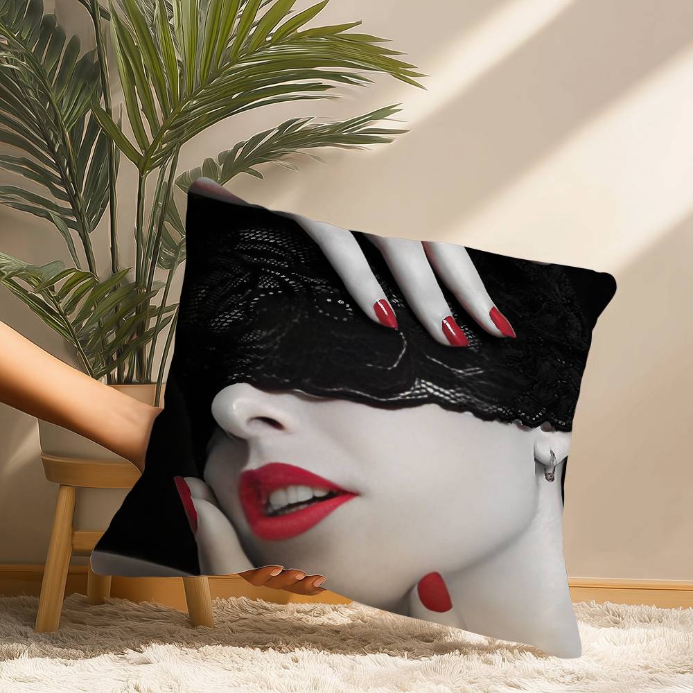 Featuring Sexy Red Lips Pillow Case Short Plush Print Cushion Cover Square Throw Pillow Covers Sofa Home Decor