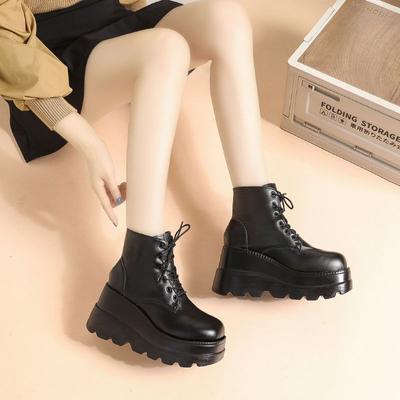 Height Increasing Women High Heels British Style Short Boots