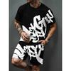 Summer New Men's Suit - Street Casual Fashion with Lightweight 3D Letter Pattern Printing and Soft Comfortable Breathable