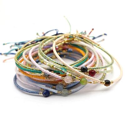 KKBEAD Elegancka japońska bransoletka z koralików ryżowych Miyuki z kamieniami naturalnymi dla kobiet