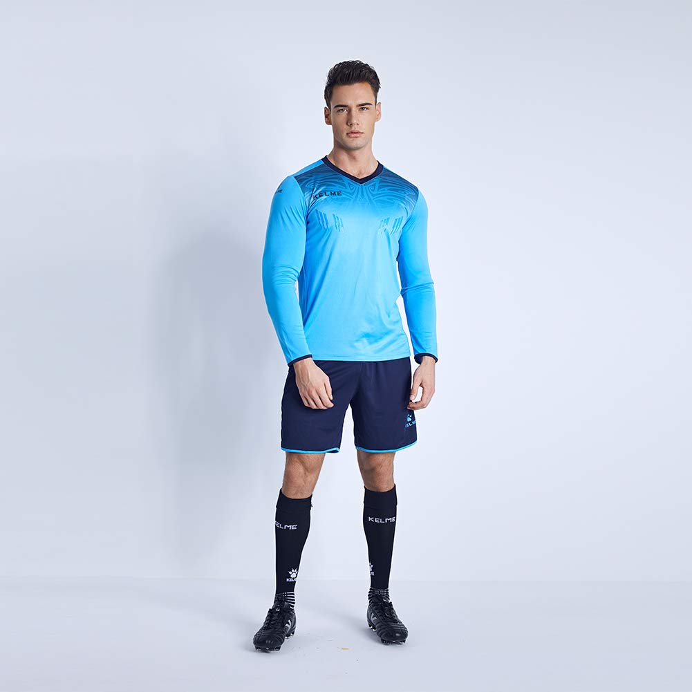 Kelme Men's Soccer Goalkeeper Match Training Spare Set Jacket and Pants (Blue, M)