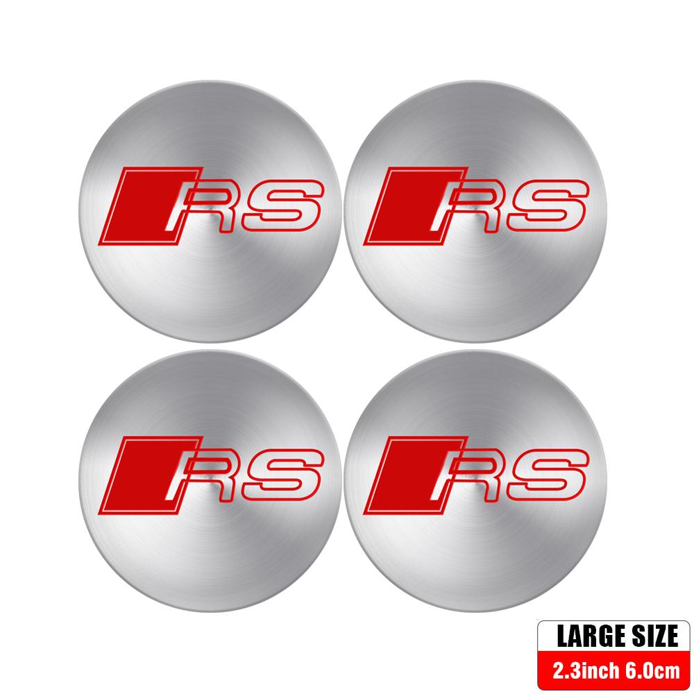 4Pc 56MM 60MM 65MM Car Wheel Center Cover Sticker Hub Cap Decal Decor For Audi Sline A3 8P 8L 8V A4 B8 B6 B7 B9 A6 C6 C7 S5 A7