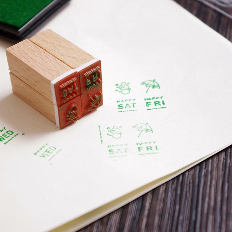 12pcs/set Vintage Weather Journal Stamp DIY Wooden Stamps for Scrapbooking Stationery Scrapbooking S