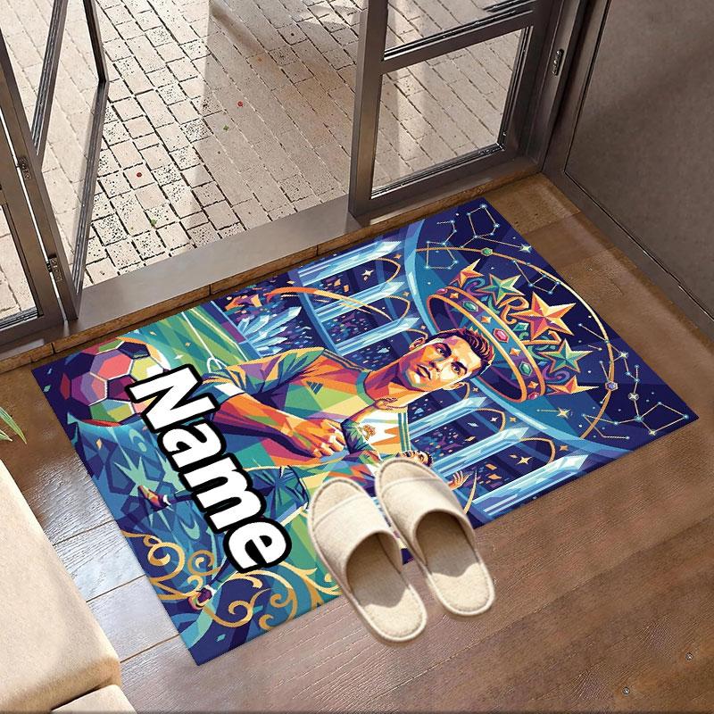 Custom Name Personalized Cristiano Ronaldo Print Carpet, Versatile Home Decor Rug, for Playroom, Apartment, Balcony, Entryway, Hallway Gift