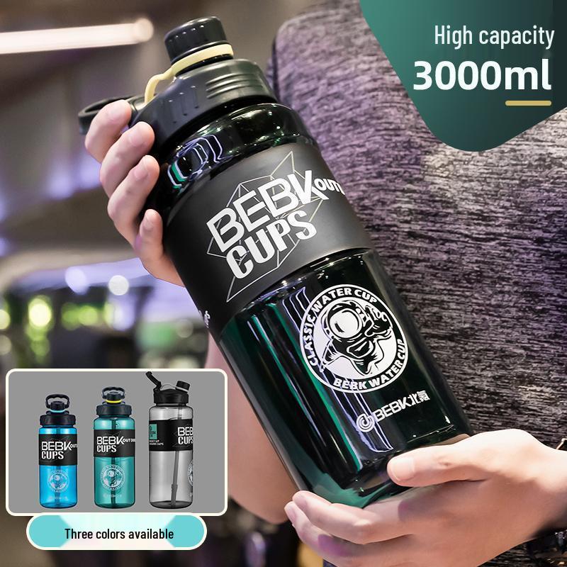 Large Capacity Outdoor Sports Water Bottle with Straw for Students