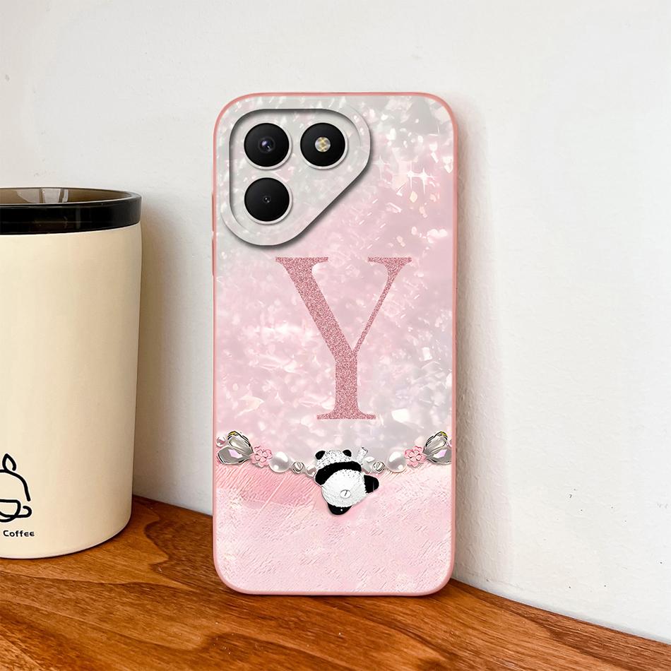For Tecno Pova 7 Pro Ultra Case Cute Panda Letters Soft Liquid Silicone Housing For Tecno Pova7 4G 5G Full Coverage Phone Shell
