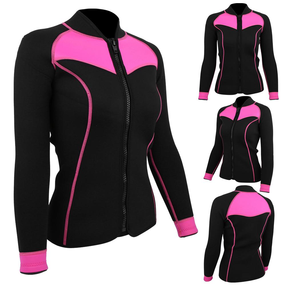Woman Wetsuit Top Coat Sun Protection Long Sleeve Fitting Swimwear for Snorkeling SurfingS