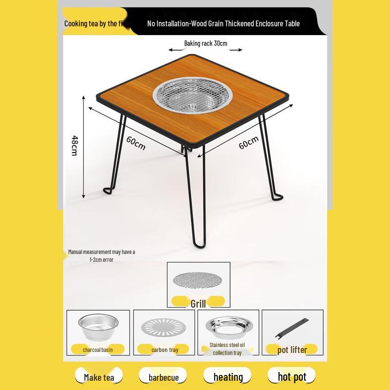 Tealove Portable Outdoor BBQ Grill & Fire Pit Set