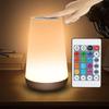 Wood Grain Touch Remote Bedside Table Lamp - 13-Color Night Light with Tap Control