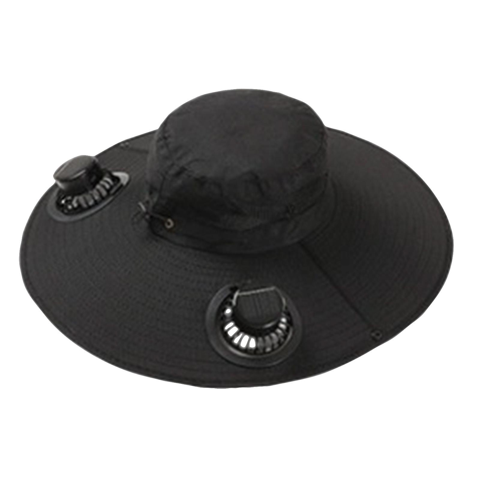 Solar Fan Hat Ultralight Wide Hat With One Size чёрный