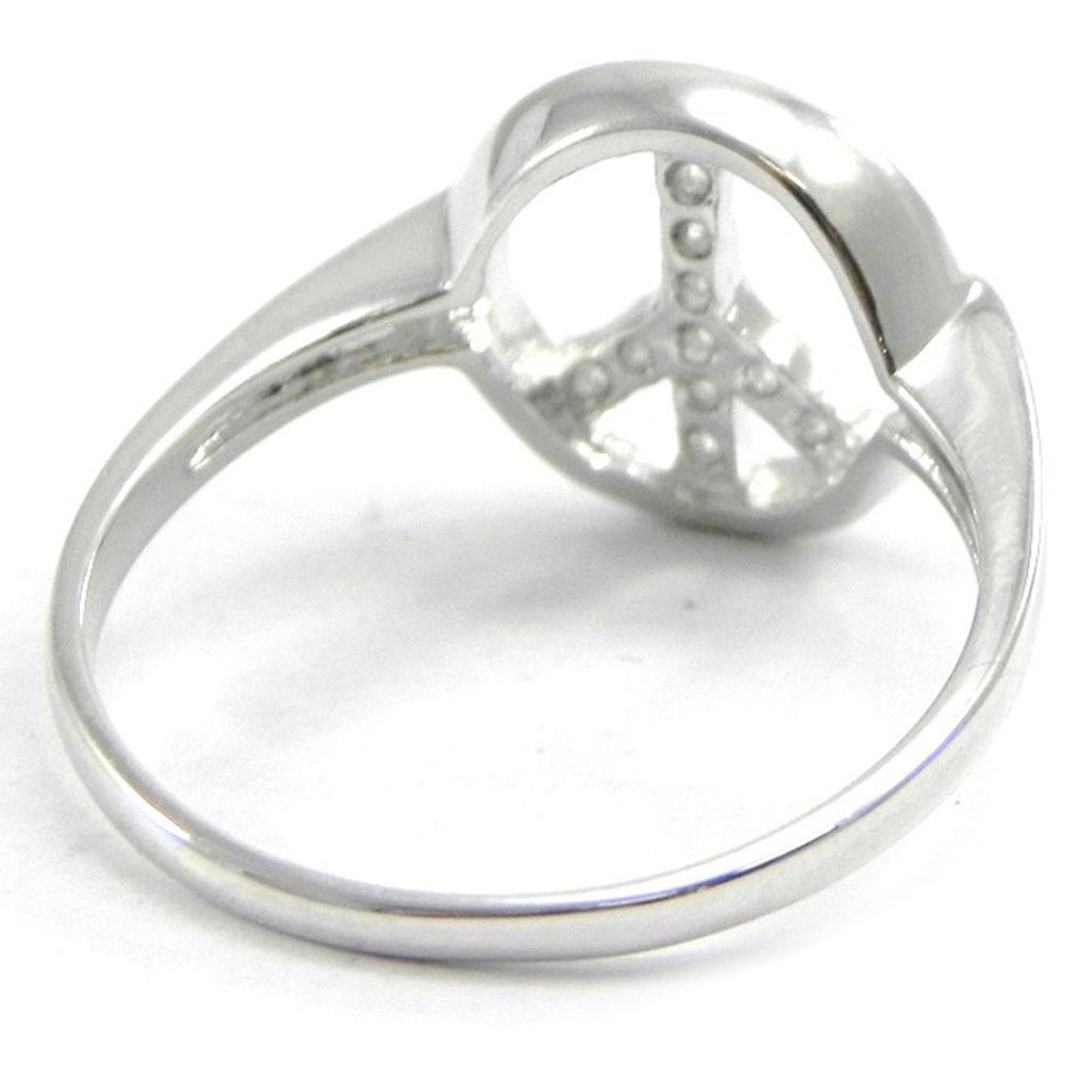 Silver Ring 'Peace' Silvery White (rhodium) - 11 Mm