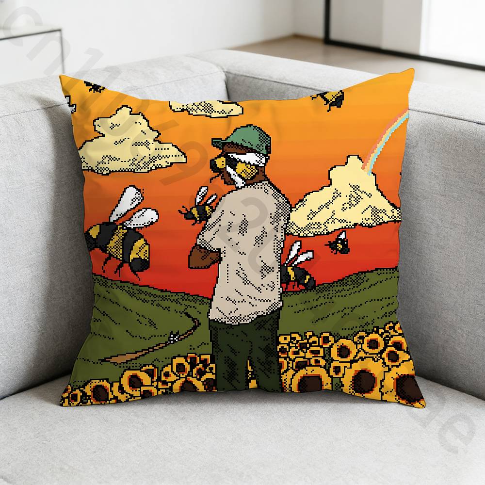 Rapper TTylers The Creatorv Pillow Case Square DoubleSided Printing Short Plush Sofa Cushion Cover Bedroom Bedside Pillow